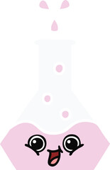 flat color retro cartoon science beaker