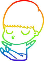 rainbow gradient line drawing cartoon calm boy