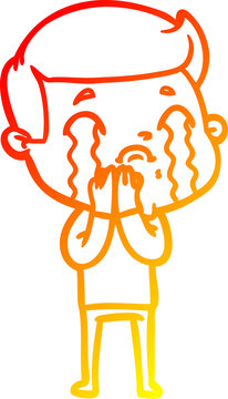 recommend clip art: warm gradient line drawing cartoon man crying