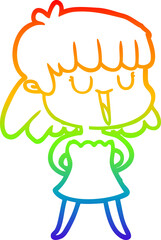 rainbow gradient line drawing cartoon woman