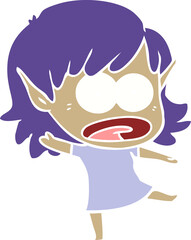 flat color style cartoon shocked elf girl