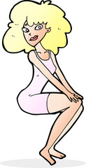 cartoon sitting woman in dress