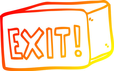 warm gradient line drawing cartoon exit sign