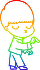 rainbow gradient line drawing cartoon calm boy