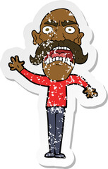 retro distressed sticker of a cartoon angry old man