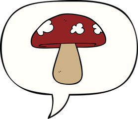 cartoon mushroom and speech bubble