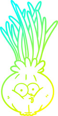 Fototapeta na wymiar cold gradient line drawing cartoon onion