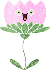 retro illustration style cartoon flower