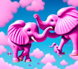 Flying Pink Elephant, Generative AI Illustration