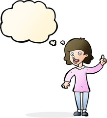 cartoon woman with idea with thought bubble