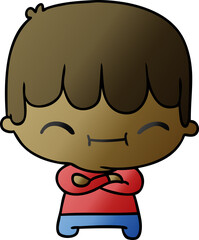 gradient cartoon of kawaii cute boy