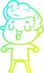 cold gradient line drawing happy cartoon man