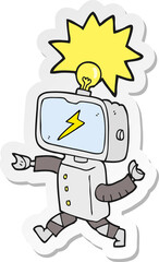 sticker of a cartoon little robot
