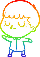 rainbow gradient line drawing cartoon grumpy boy
