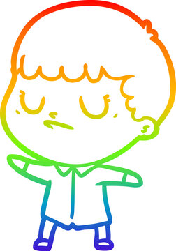 recommend clip art: rainbow gradient line drawing cartoon grumpy boy