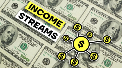 Income streams are shown using the text