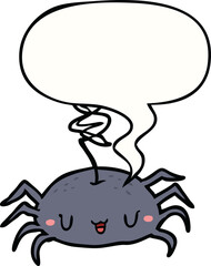 cartoon halloween spider and speech bubble