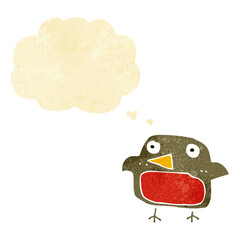 cartoon robin with thought bubble