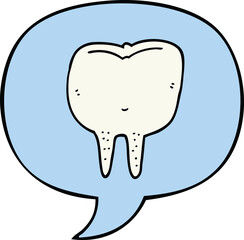 cartoon tooth and speech bubble