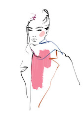 Fashion sketch vector illustration of woman