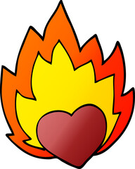 cartoon doodle flaming heart