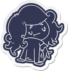 cartoon sticker of a cute kawaii girl