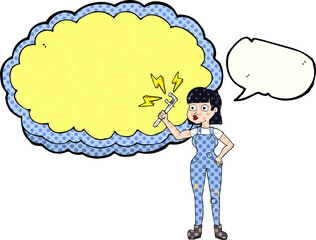 comic book speech bubble cartoon female plumber