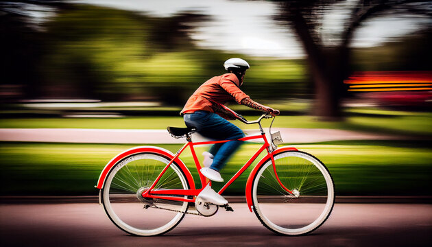 Rasante Fortbewegung: Fahrradfahrer in Aktion - Generative Ai 