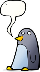 cartoon penguin with speech bubble