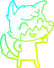 cold gradient line drawing happy cartoon fox
