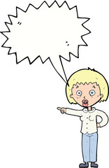 cartoon shocked woman with speech bubble