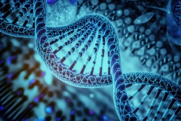 DNA helix close-up. The concept of evolution. AI generated
