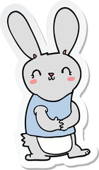 sticker of a cute cartoon rabbit