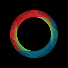 Abstract circular geometric element black background.