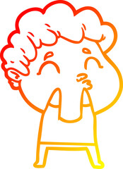 warm gradient line drawing cartoon man pouting