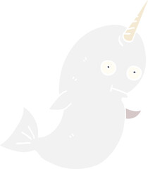 cartoon doodle white narwhal © lineartestpilot