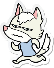 sticker of a cartoon annoyed wolf