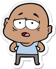 Obraz premium sticker of a cartoon tired bald man