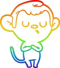 rainbow gradient line drawing cartoon monkey