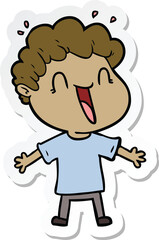 sticker of a cartoon happy man