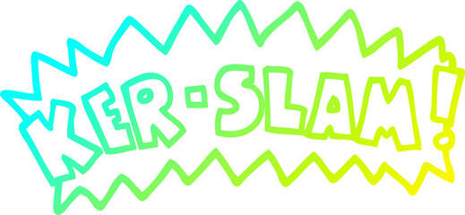 cold gradient line drawing cartoon word ker-slam