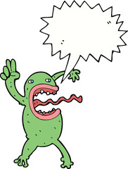 cartoon crazy frog with speech bubble