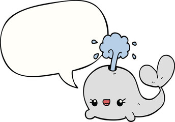 cute cartoon whale and speech bubble
