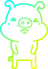 cold gradient line drawing cartoon grumpy pig