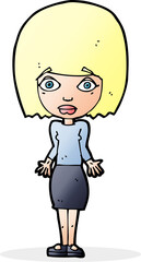 cartoon woman shrugging shoulders