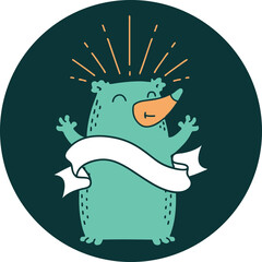 icon of tattoo style happy bear