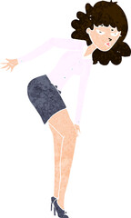 cartoon annoyed woman rubbing knee