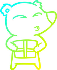 cold gradient line drawing cartoon christmas polar bear