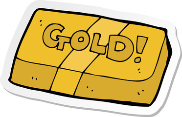 sticker of a cartoon bar of gold