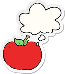 cartoon apple and thought bubble as a printed sticker